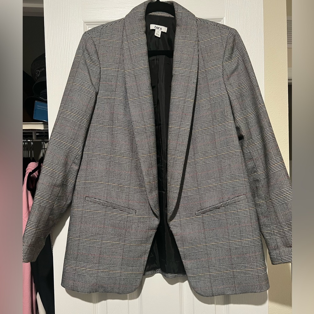 Gray Plaid Blazer Bar III